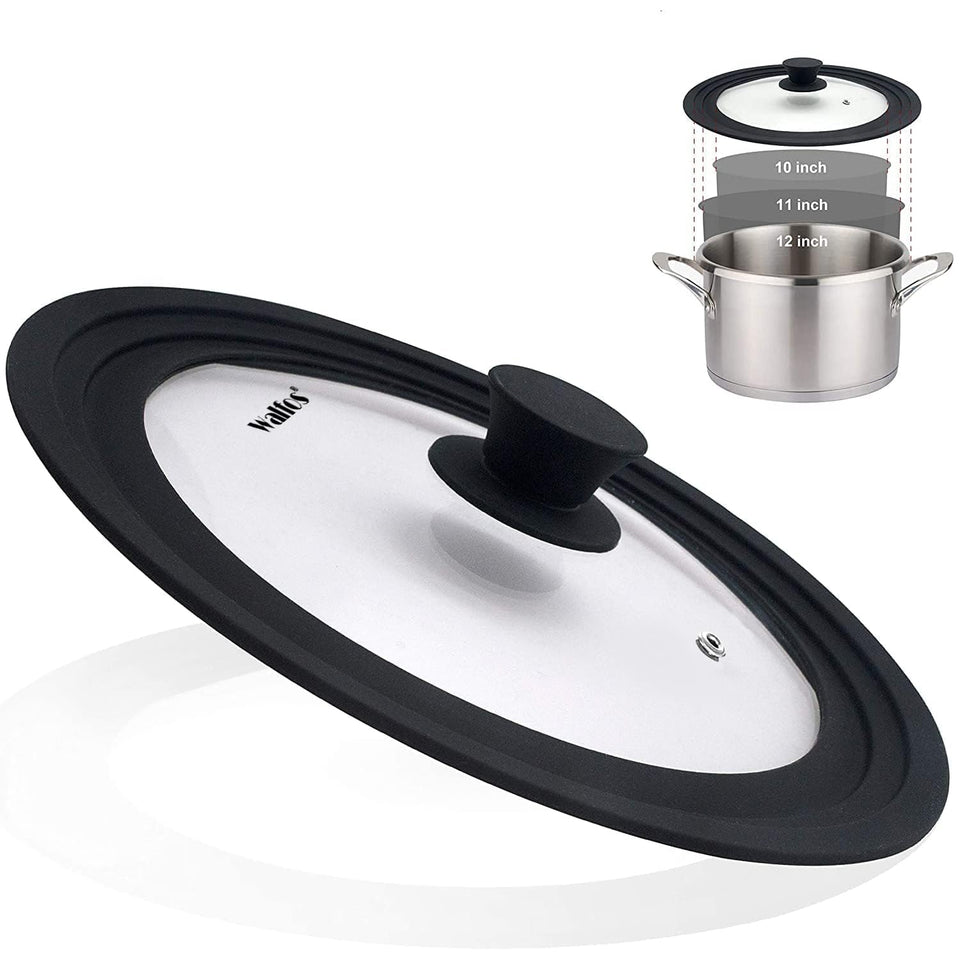 Walfos universal lid for 10-inch pans with clear glass for quick monitoring