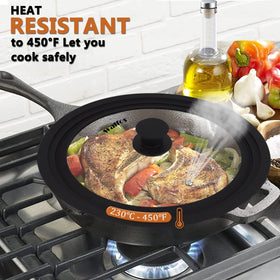 Walfos universal lid on 12-5-inch pot for versatile coverage