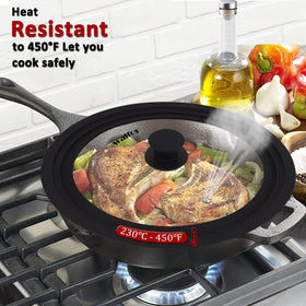 Walfos universal lid for 12-inch skillets with durable tempered glass