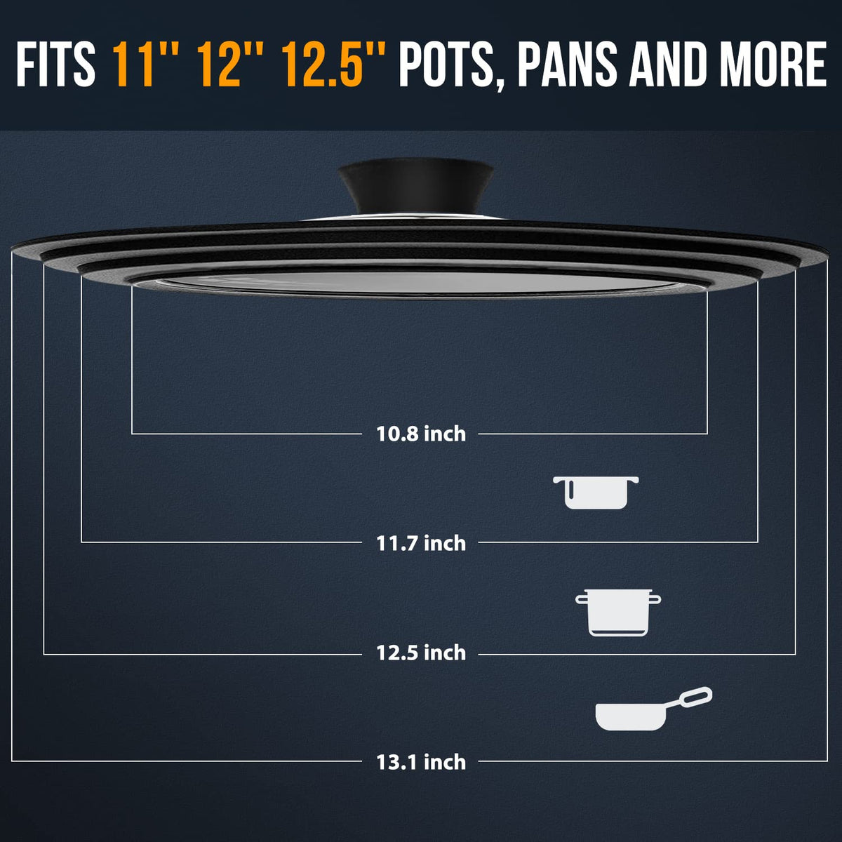 Walfos universal lid with steam vent during cooking