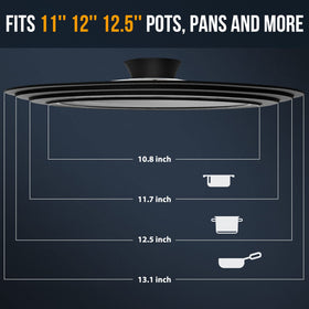 Walfos universal lid with steam vent during cooking
