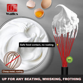 Walfos 11-inch red silicone whisk for large batches and smoothies
