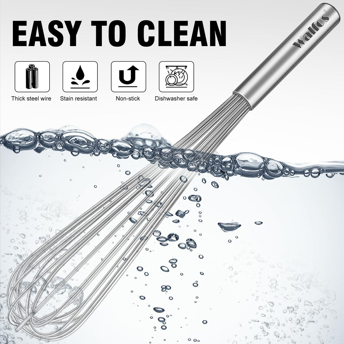 Walfos care tips for cleaning and maintenance of the whisk.