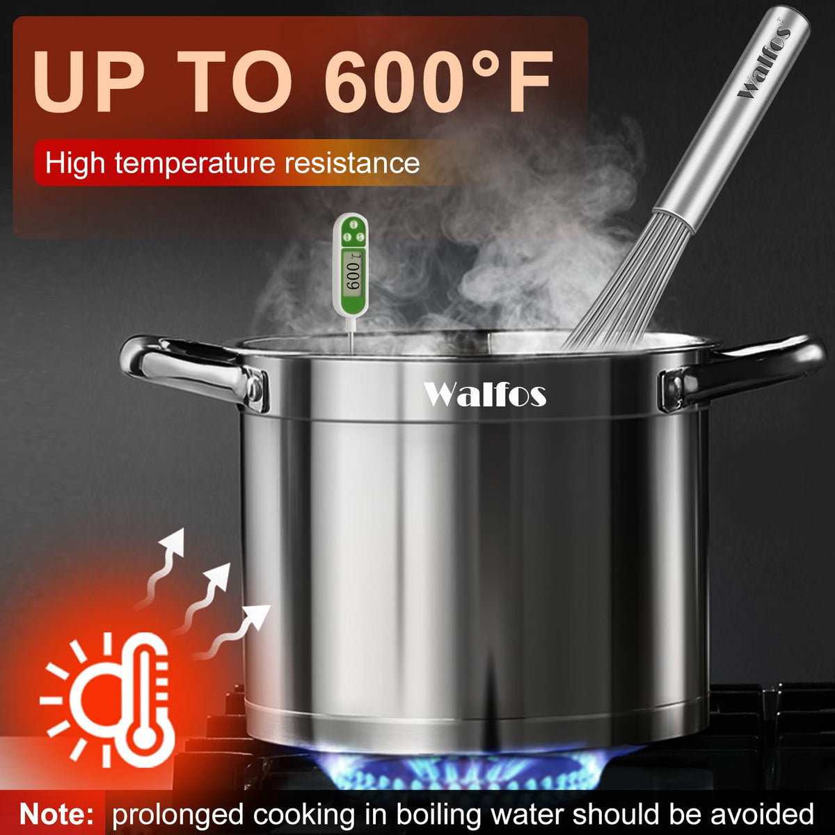 Walfos whisk is dishwasher-safe for easy cleanup.