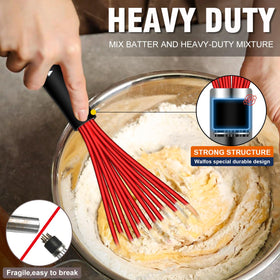 Walfos ergonomic plastic handle provides comfortable grip during whisking