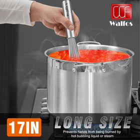 Walfos whisk withstands up to 600°F for hot mixing tasks.