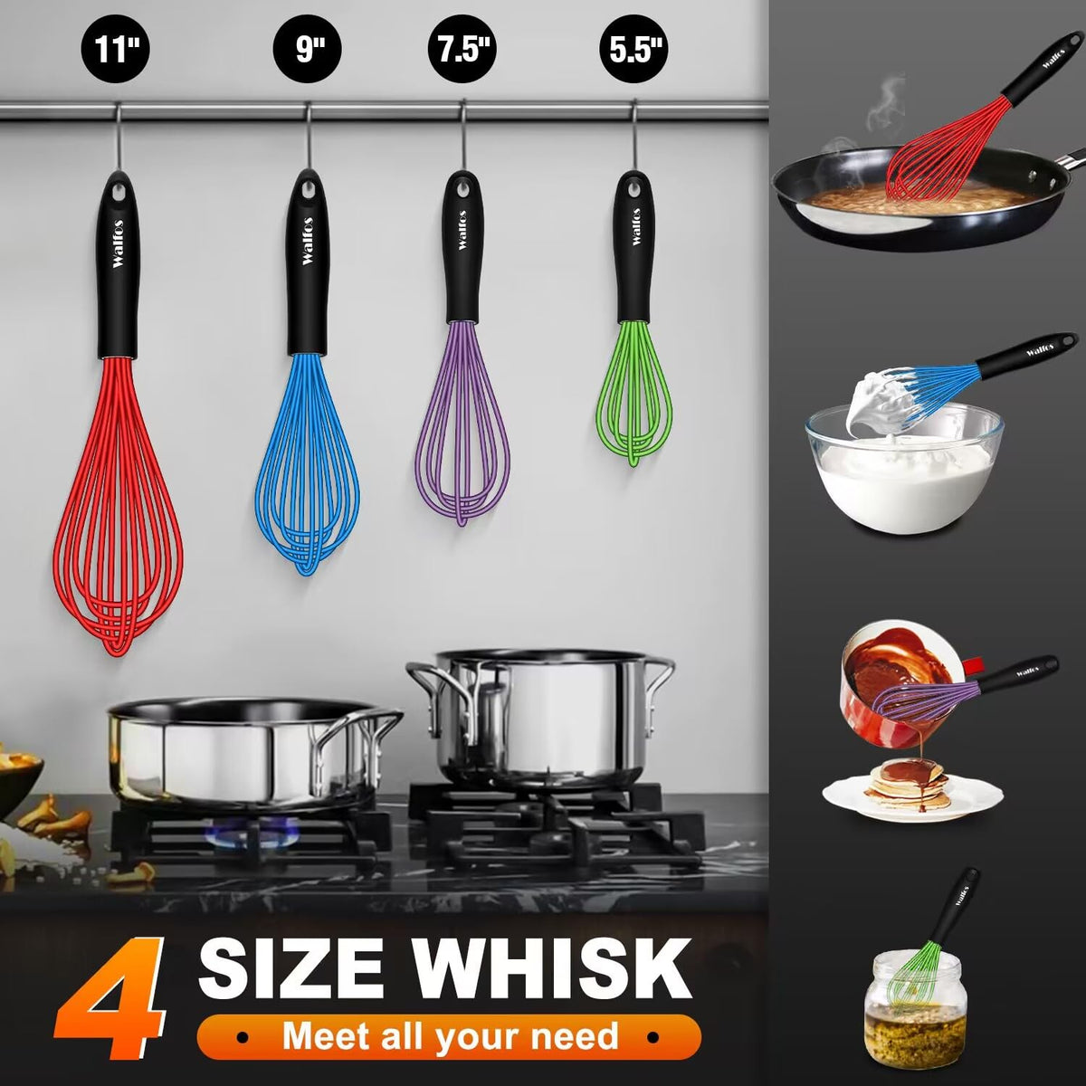 Walfos heat resistant whisk up to 480F for high heat recipes