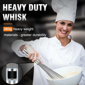 Walfos whisk showing stainless-steel wires for strong mixing.