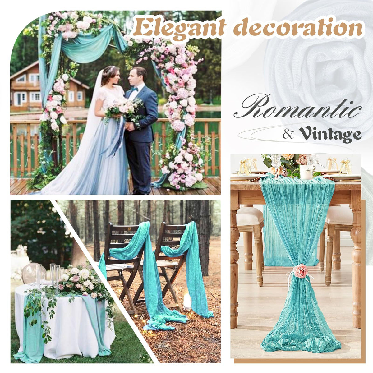 Waligoy teal cheesecloth table runner 10ft long ideal for long tables