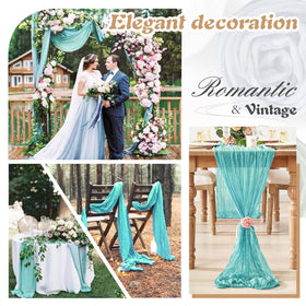 Waligoy teal cheesecloth table runner 10ft long ideal for long tables