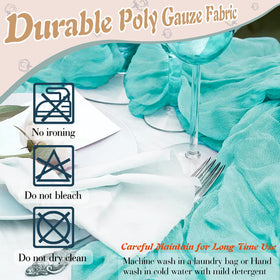Waligoy teal cheesecloth table runner enhances wedding and party decor