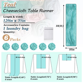 Waligoy teal cheesecloth table runner with sewn edges for lasting durability
