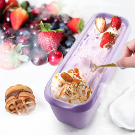 Wall Qmer two-pack stacked ice cream tubs maximize freezer space.