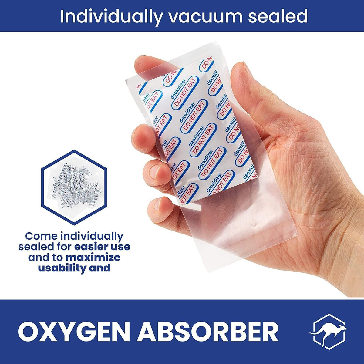Wallaby outer storage bag with zipper for organizing oxygen absorber packs