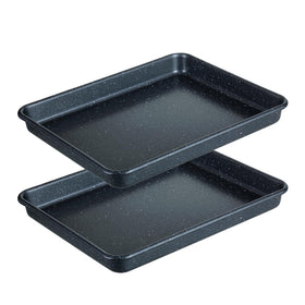 Walooza 11x9 inch nonstick baking sheets set of 2 ready for easy food release.