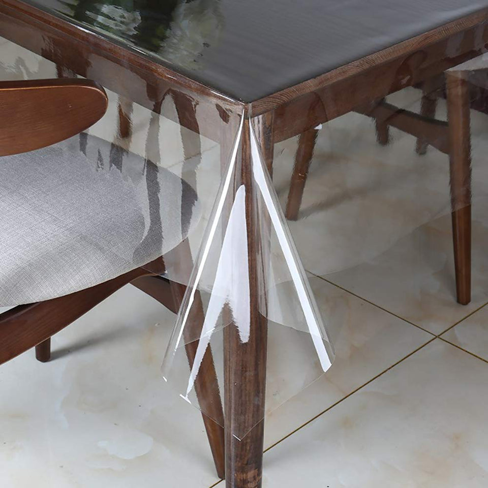 Walrus Clear Vinyl Tablecloth on dining table offers durable protection and transparent view.