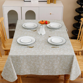 Walrus easy-care tablecloth simplifies cleanup with damp cloth rinse after meals