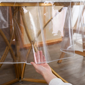 Walrus wipeable tablecloth offers easy cleaning after spills.