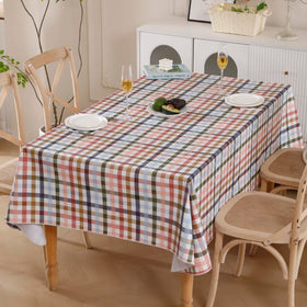 Walrus flannel-backed tablecloth with checkered design provides soft backing for meals