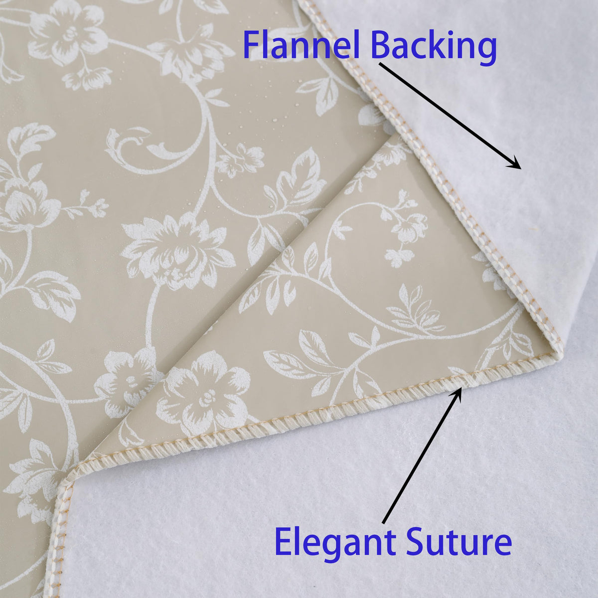 Walrus flannel-backed tablecloth adds warmth and classic style to any table.