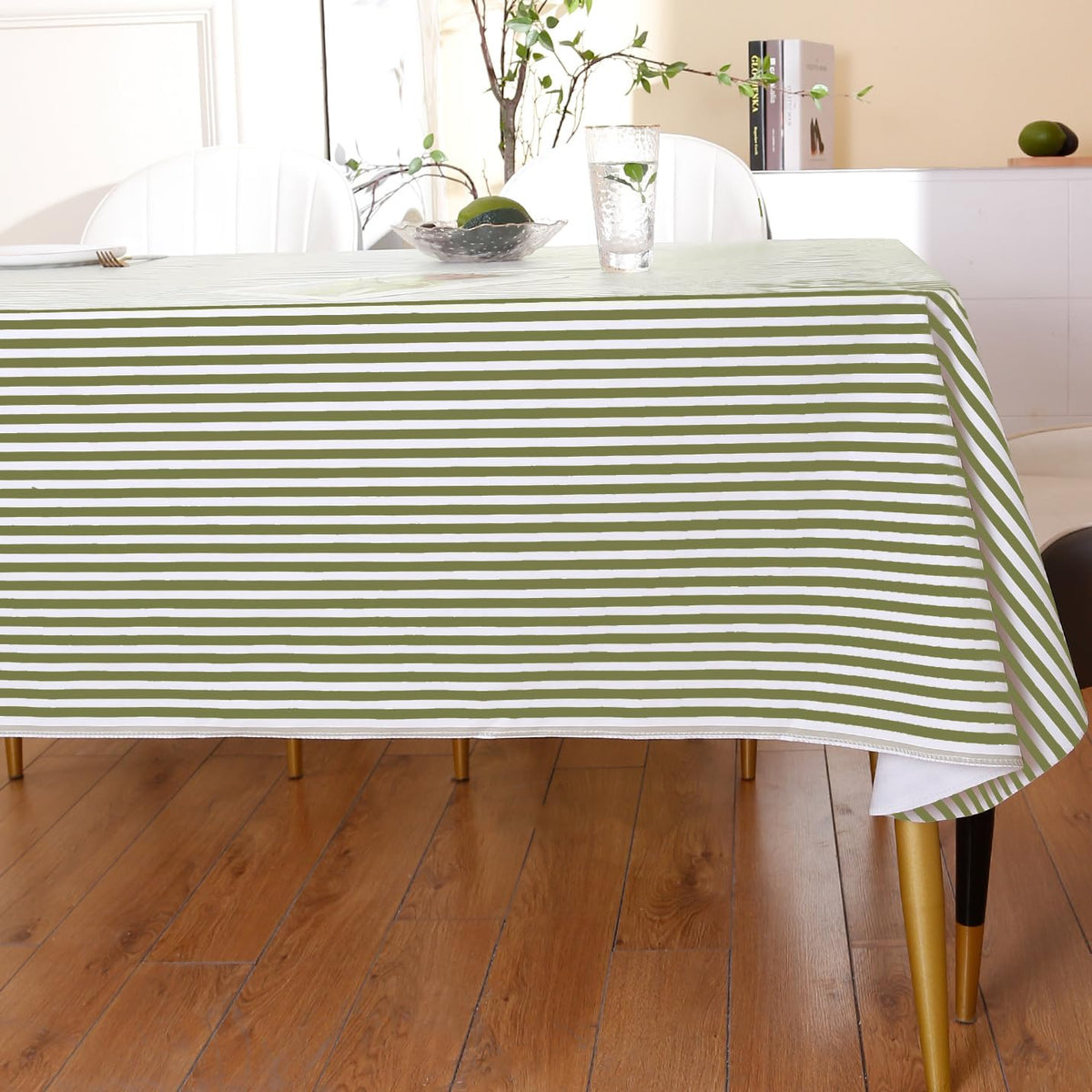 Walrus flannel-backed tablecloth provides soft contact and added stability for meals