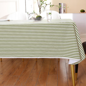 Walrus flannel-backed tablecloth provides soft contact and added stability for meals
