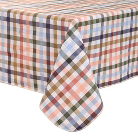 Walrus heavy-duty vinyl tablecloth with checkered pattern protecting a dining surface