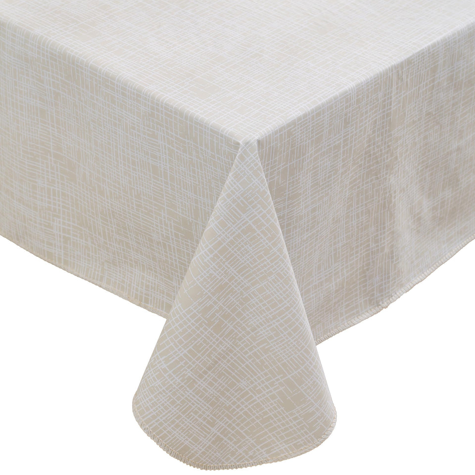 Walrus heavy-duty vinyl tablecloth with flannel backing protects surfaces during everyday meals