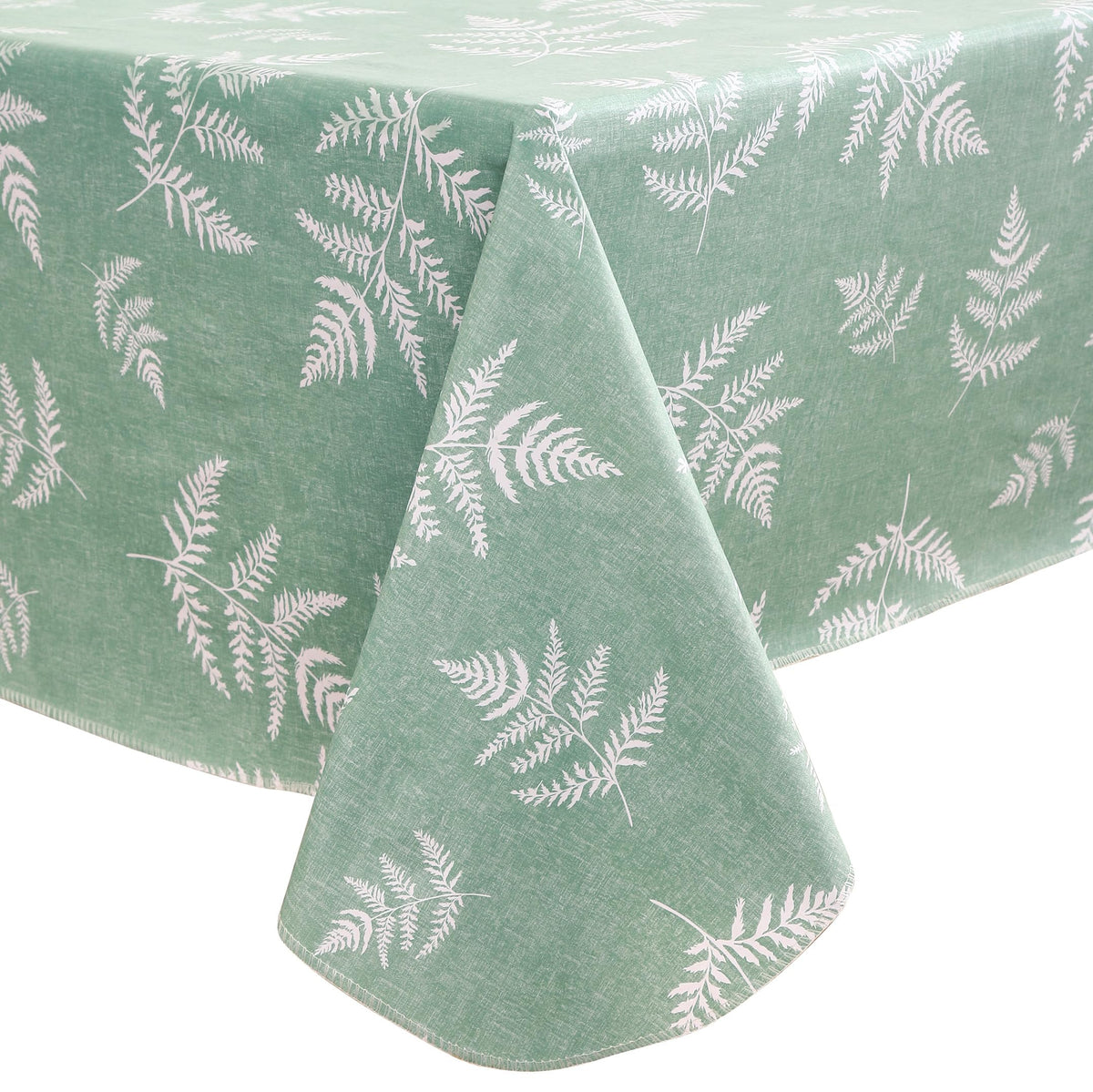 Walrus heavy-duty vinyl tablecloth mint leaf close-up for everyday meals