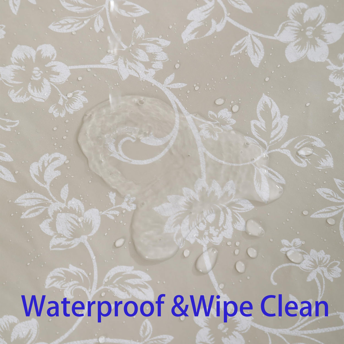 Walrus indoor-outdoor tablecloth suitable for picnics or dinners with versatile beige floral design