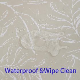 Walrus indoor-outdoor tablecloth offers versatile use and simple care.