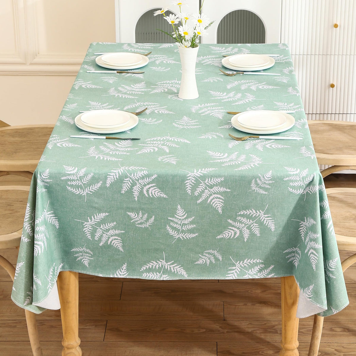 Walrus mint leaf tablecloth oil-proof surface keeps tables looking new