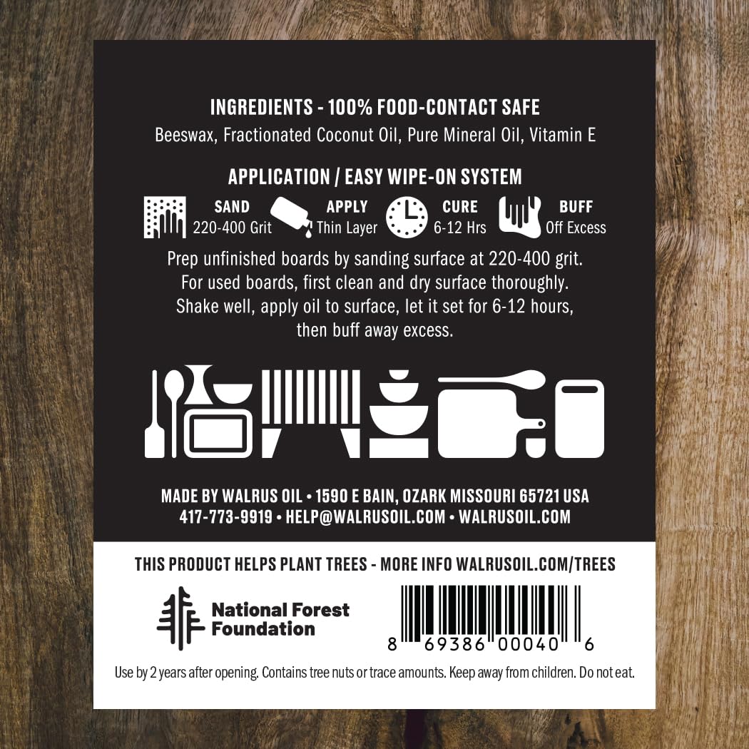 Walrus Oil applying oil to cutting board shows easy, even coverage.