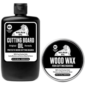 Walrus Oil cutting-board oil bottle nourishes wood for food-safe use.