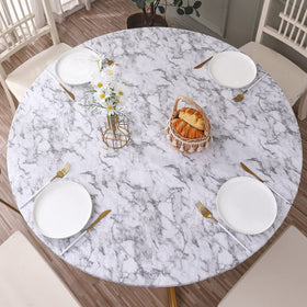 Walrus round vinyl tablecloth with flannel backing for secure fit