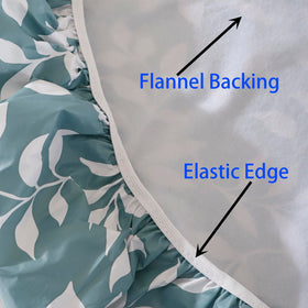 Walrus round vinyl tablecloth is stain-resistant for everyday dining.