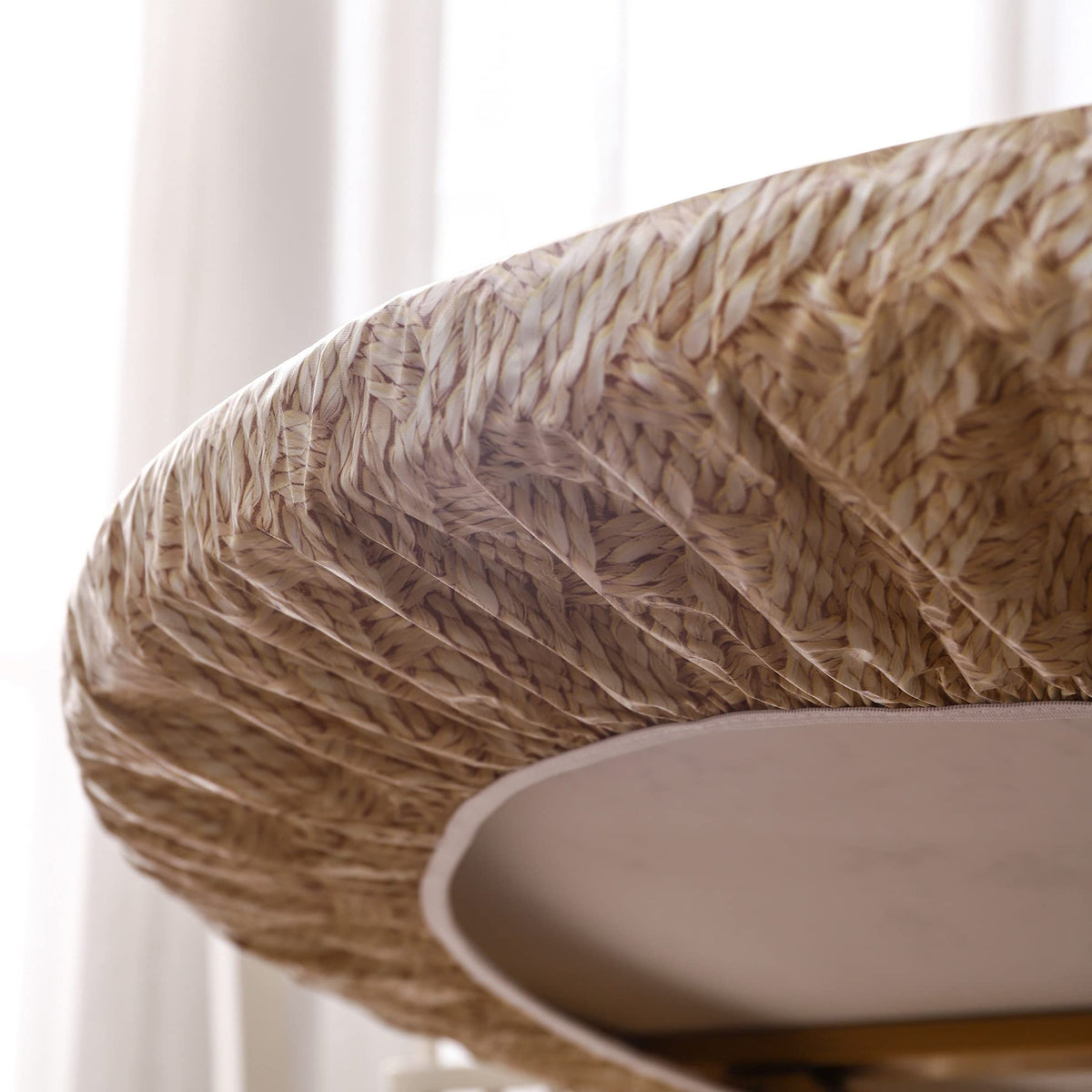 Walrus round vinyl tablecloth resists stains on a busy table setting.