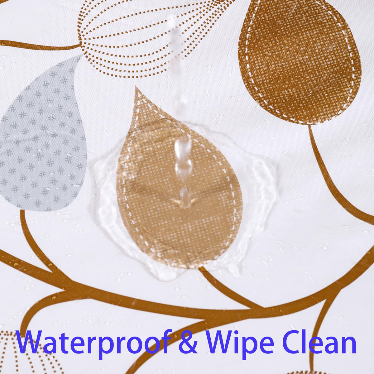Walrus leaves-pattern tablecloth outdoors for an inviting dining setup.