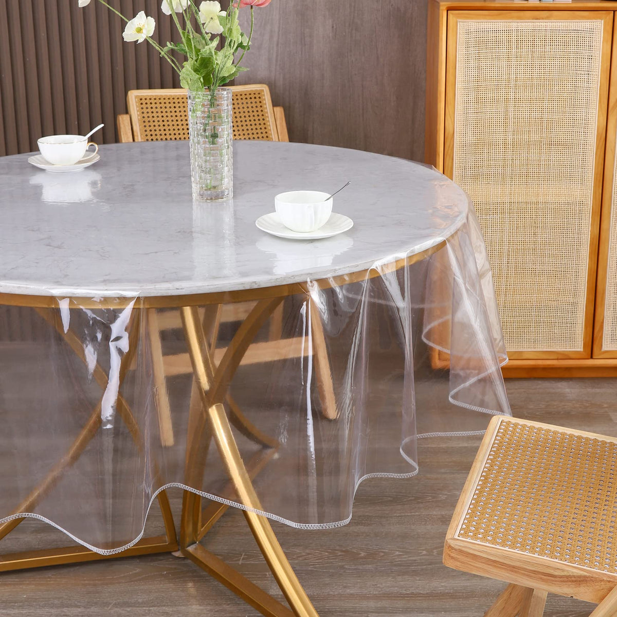 Walrus tablecloth protector demonstrates durable, reusable material for everyday dining.