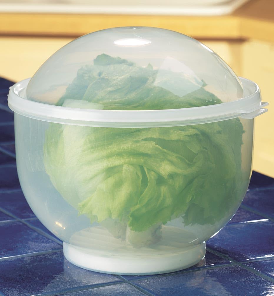 WalterDrake Lettuce Keeper built-in reservoir drains excess water to keep greens fresh.