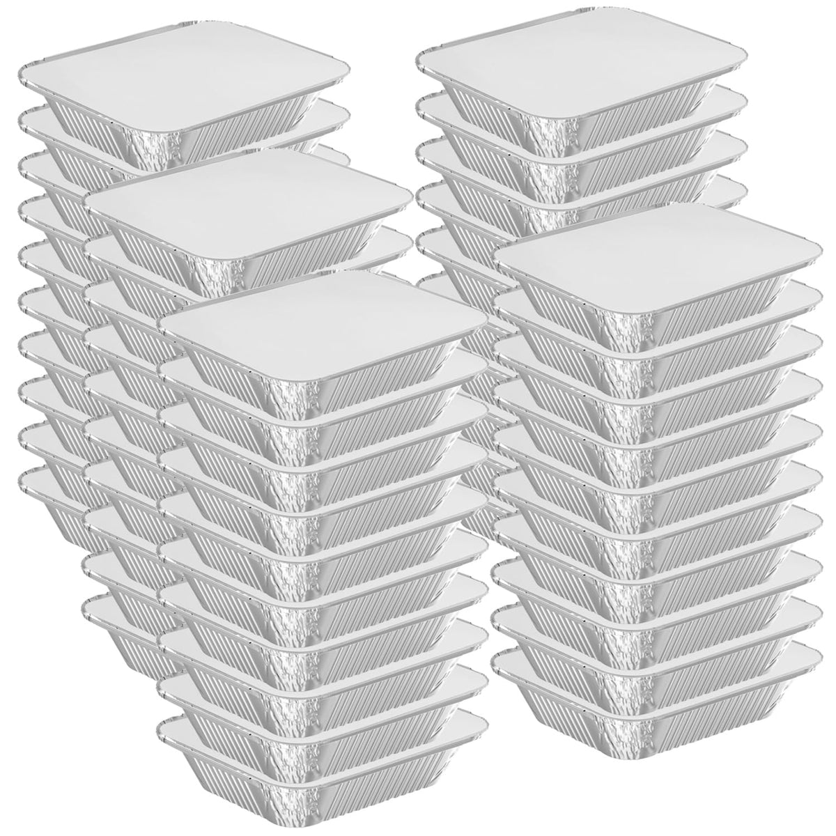 WANBAO 2.25lb aluminum pans with lids for oven-to-table meals.