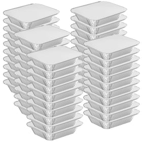 WANBAO 2.25lb aluminum pans with lids for oven-to-table meals.