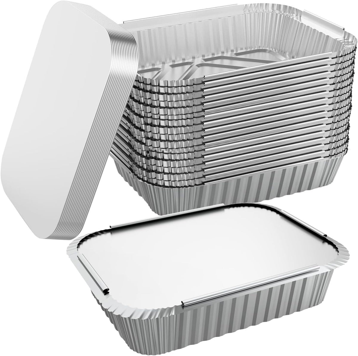 WANBAO foil pans with lids in 8.3x6.2 inch size, ideal for takeout.