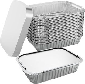 WANBAO foil pans with lids in 8.3x6.2 inch size, ideal for takeout.