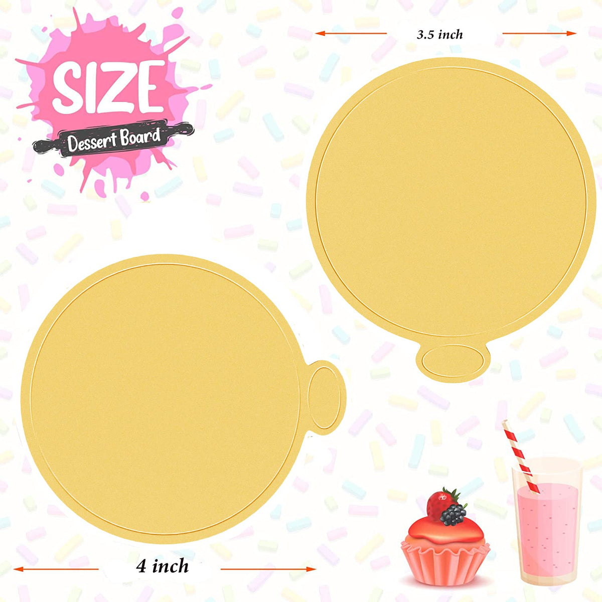 Wanbao gold mini cake board displaying cupcakes neatly at an event.