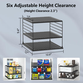 WANCHIY cabinet organizers with adjustable height for different wrap and bag sizes.