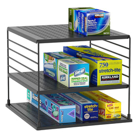 WANCHIY cabinet organizers front view for easy pantry access and organized storage.