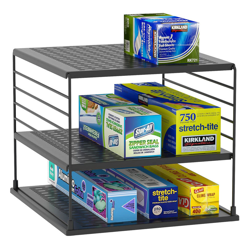 WANCHIY cabinet organizers front view for easy pantry access and organized storage.
