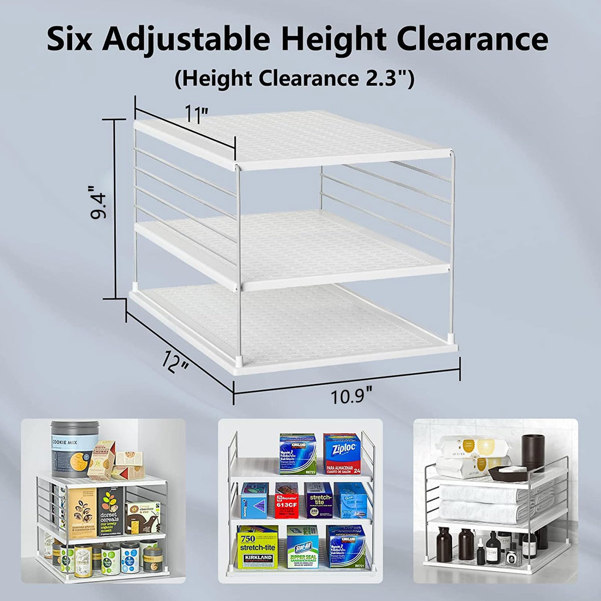 WANCHIY under-sink organizer holds bags and wraps for quick access
