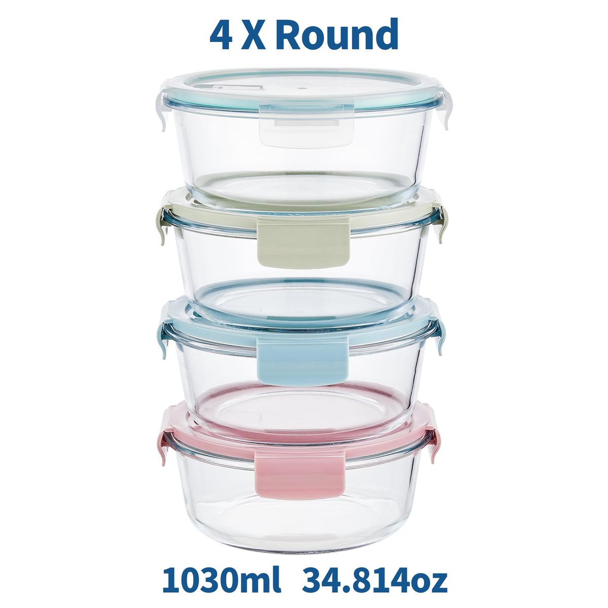 Wancilock 4-cup round containers with a stackable design save space
